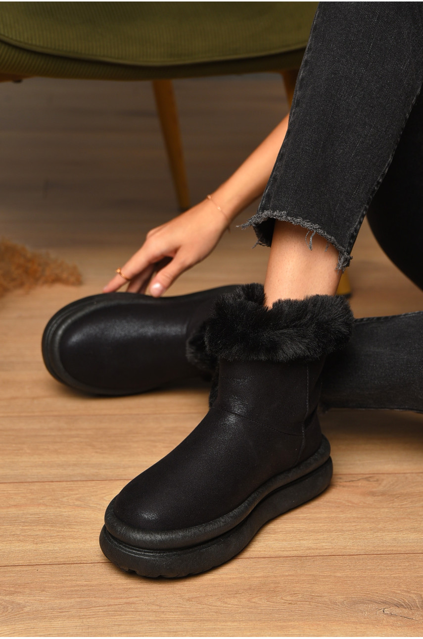 Уггі жіночі на хутрі чорного кольору 2024-57-1 205619