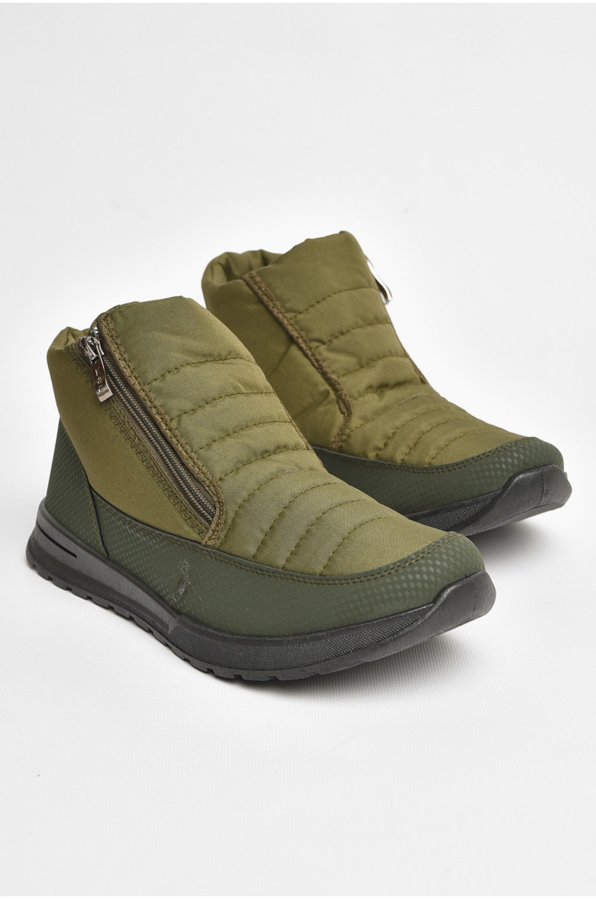 Ботинки мужские зимние на овчине цвета хаки МБ-4 205620