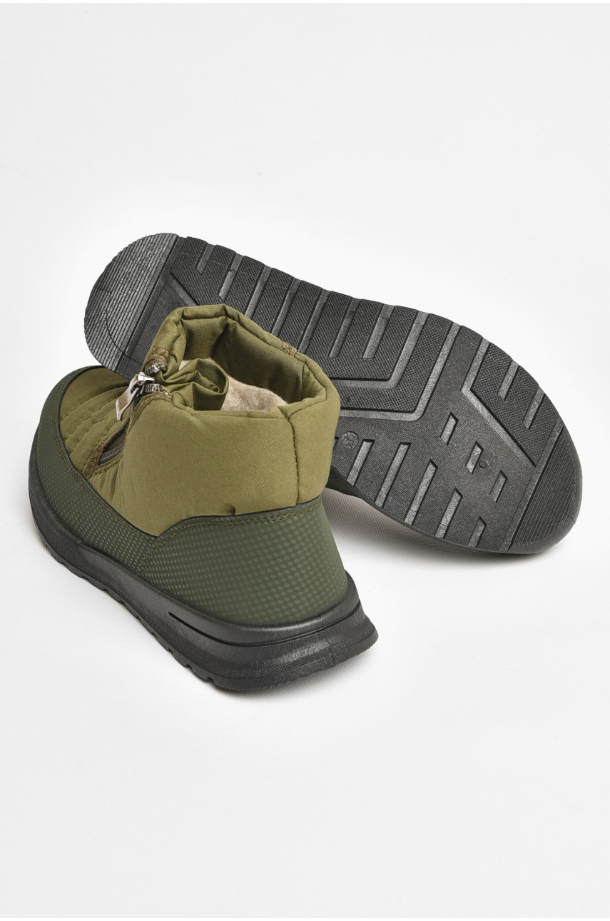 Ботинки мужские зимние на овчине цвета хаки МБ-4 205620