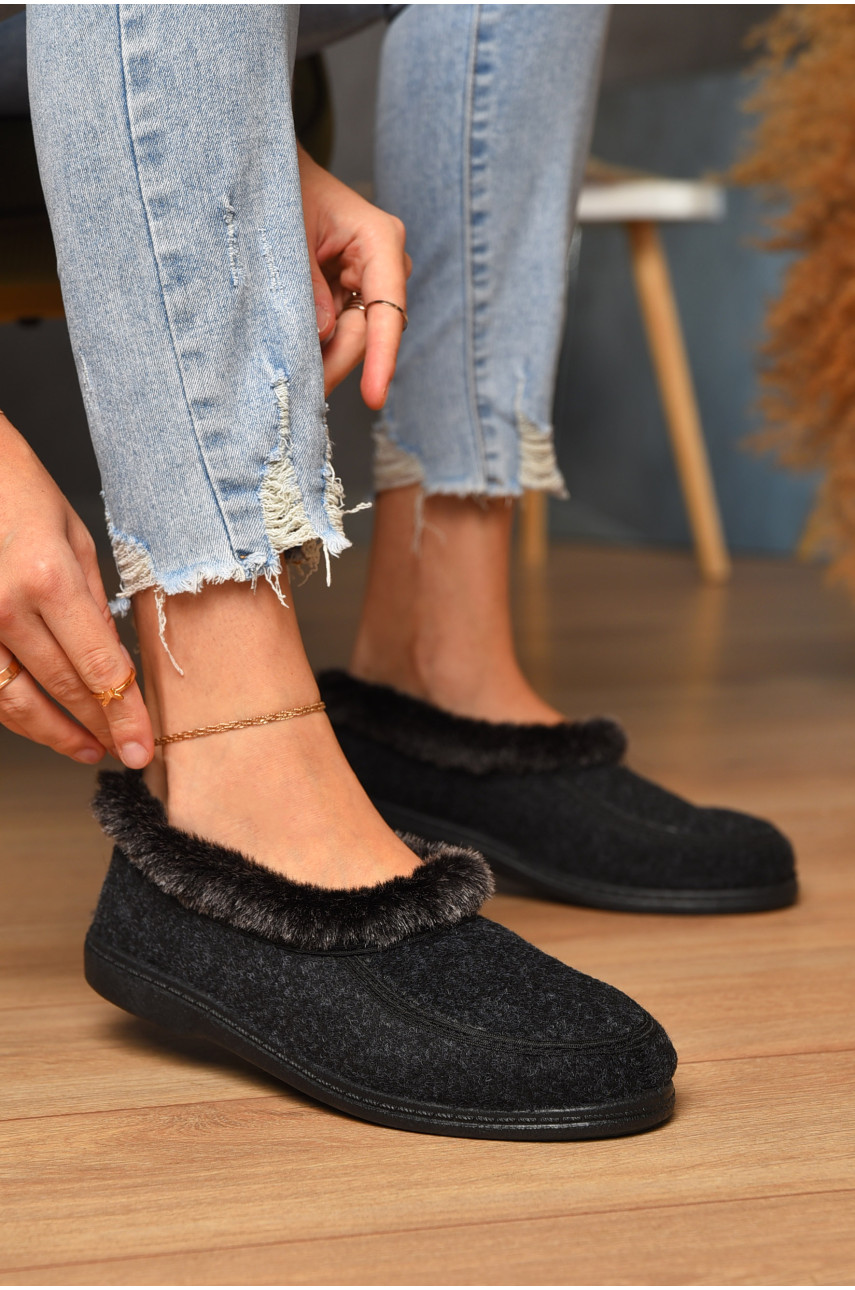 Капці жіночі на хутрі чорного кольору G-039-1 205621