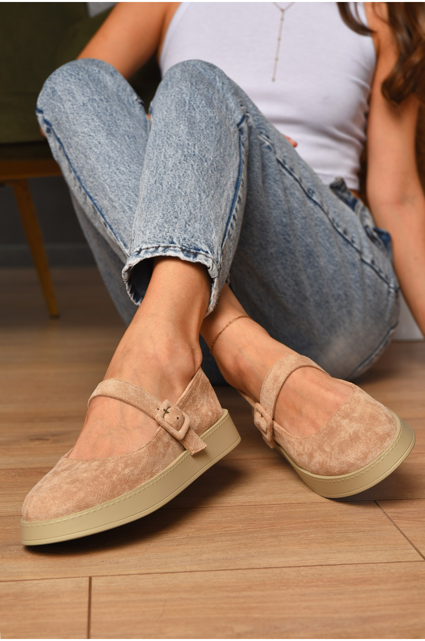 Лофери жіночі бежевого кольору Е396-6 205632