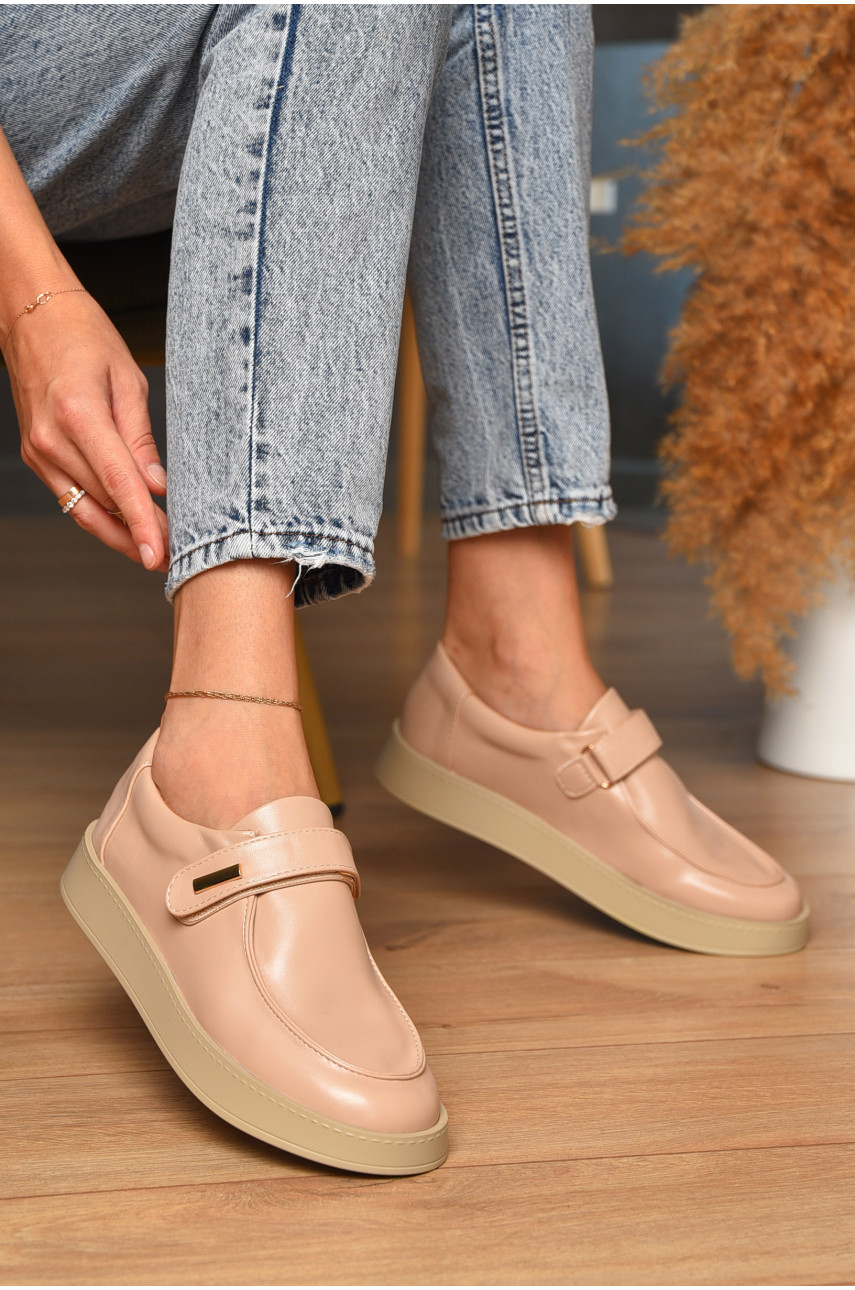 Туфлі-лофери жіночі бежевого кольору Е375-5 205634