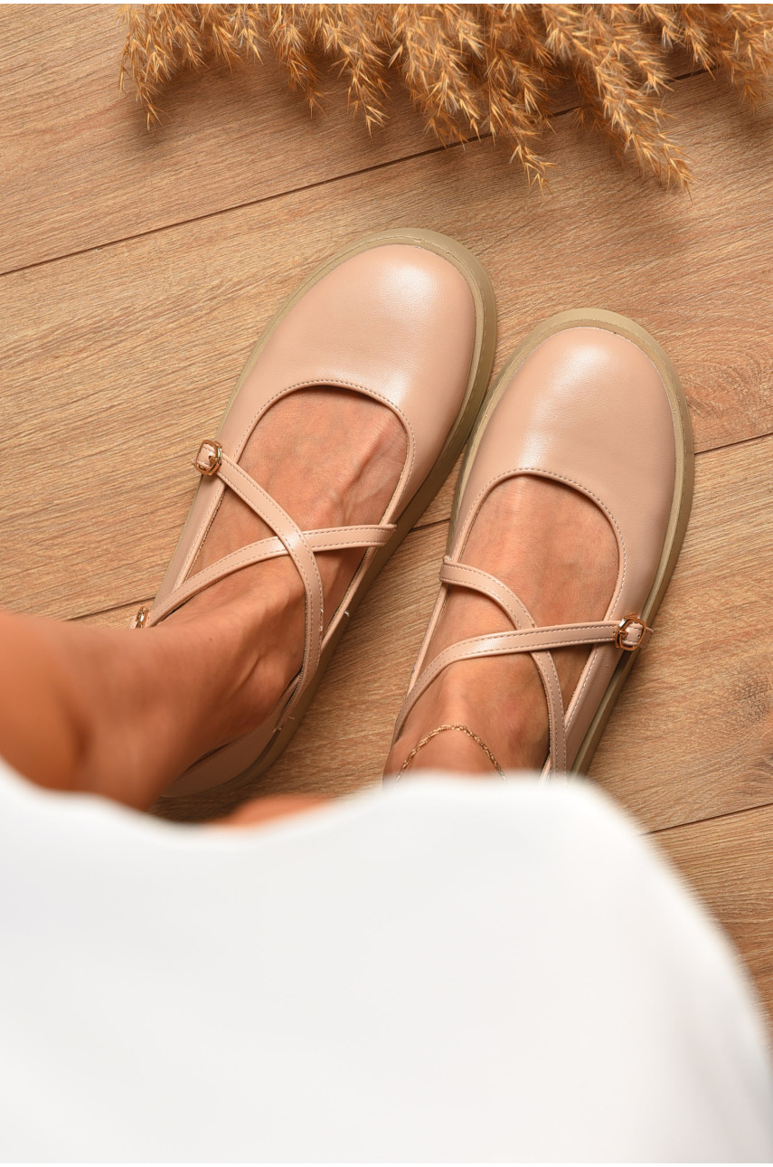 Туфлі-лофери жіночі бежевого кольору Е370-5 205635