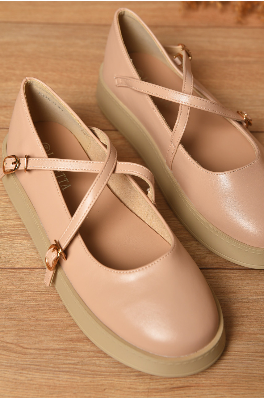 Туфлі-лофери жіночі бежевого кольору Е370-5 205635