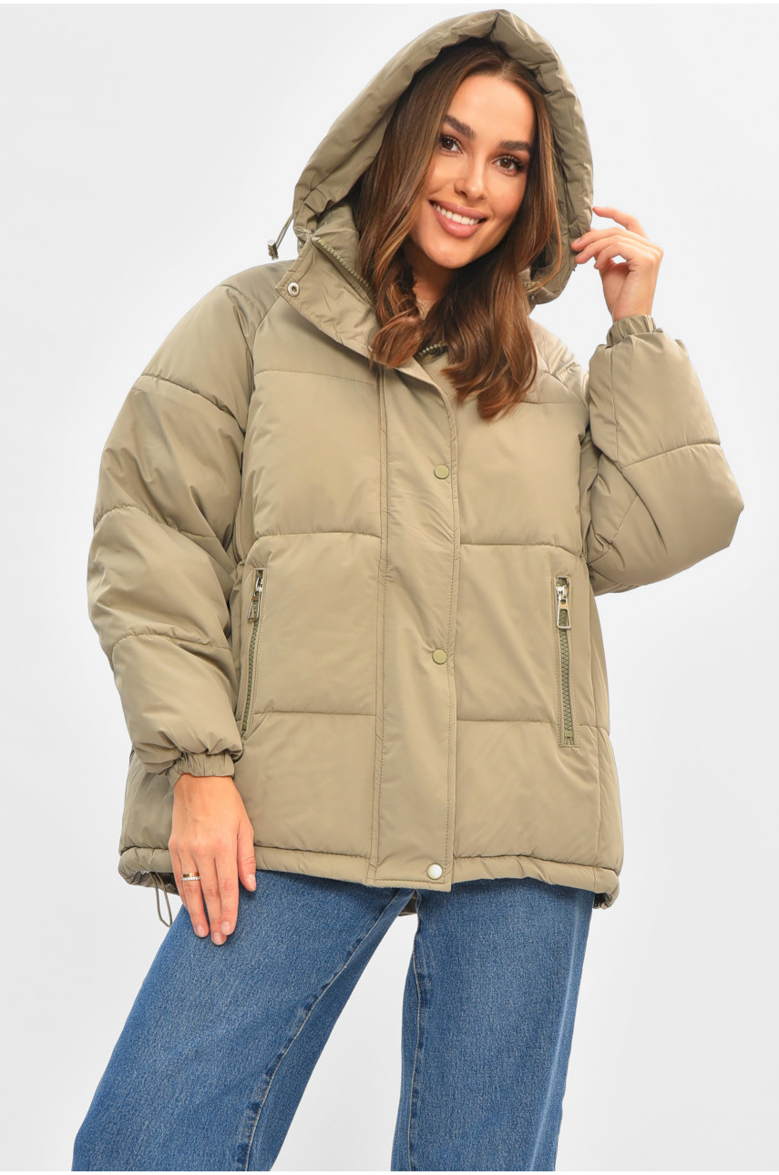 Куртка женская демисезонная оливкового цвета К-991 205645
