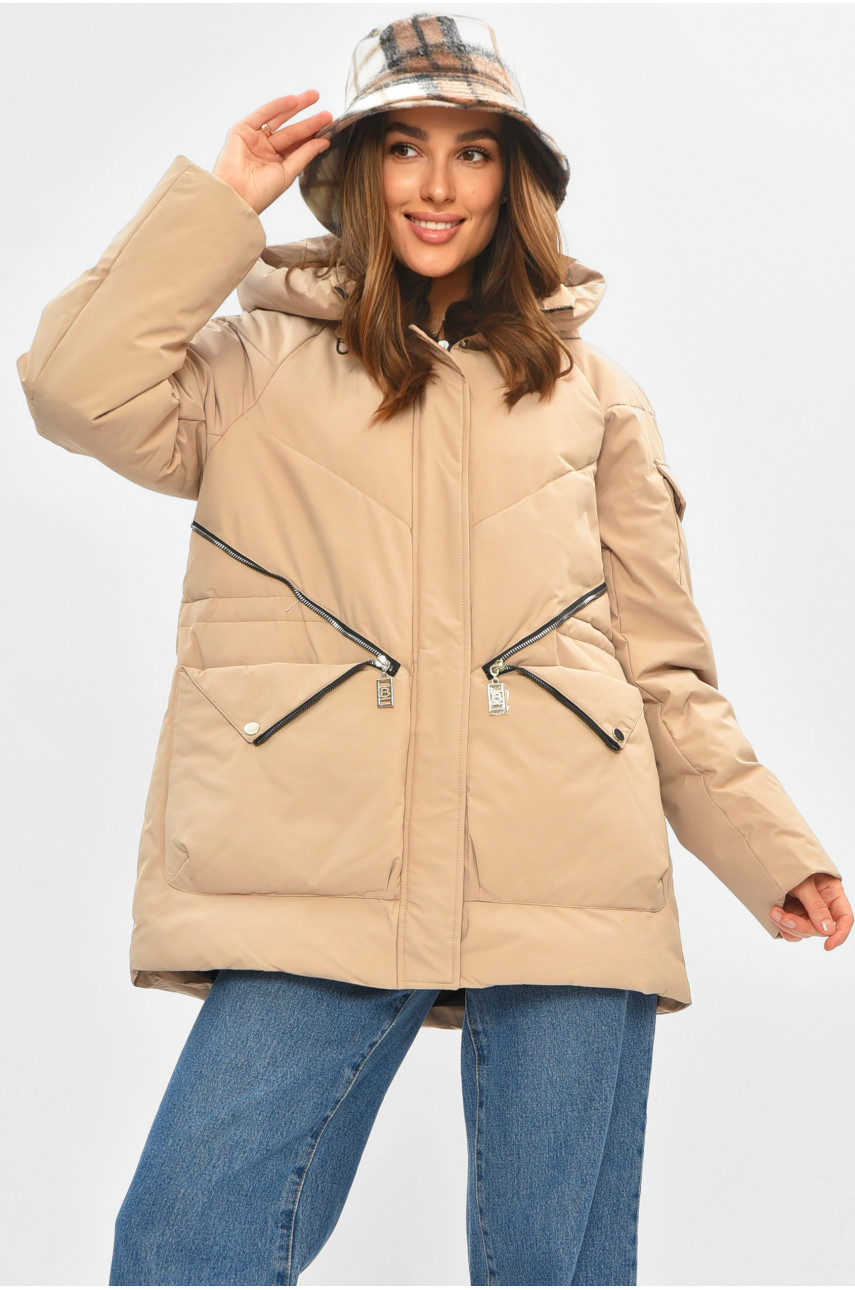 Куртка жіноча демісезонна бежевого кольору VL23-077 205646