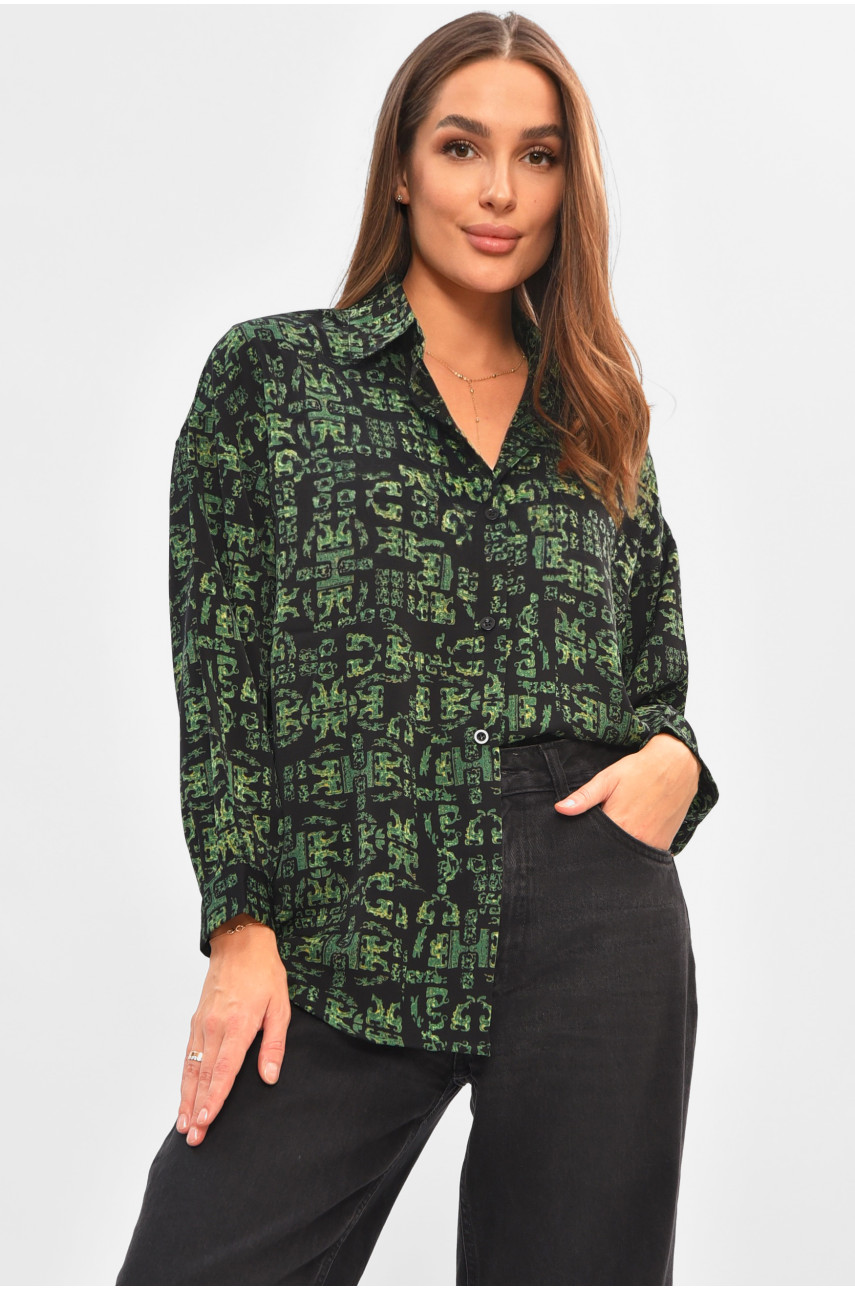 Сорочка жіноча зеленого кольору з принтом 2006-1 205648