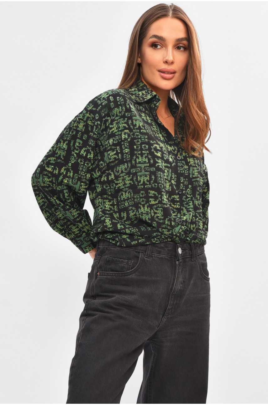 Сорочка жіноча зеленого кольору з принтом 2006-1 205648