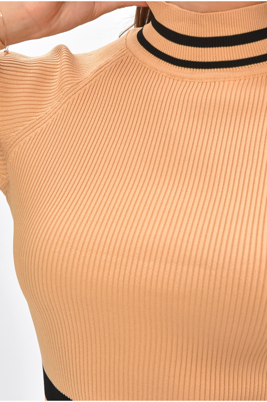 Гольф жіночий темно-бежевого кольору з принтом 1881 205649 Гольф жіночий темно-бежевого кольору з принтом 1881 205649