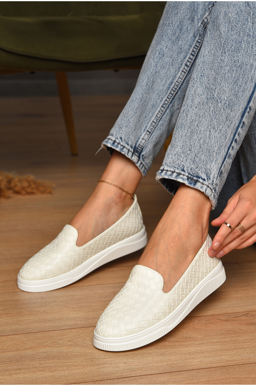 Туфлі-лофери жіночі молочного кольору Х343-2 205651