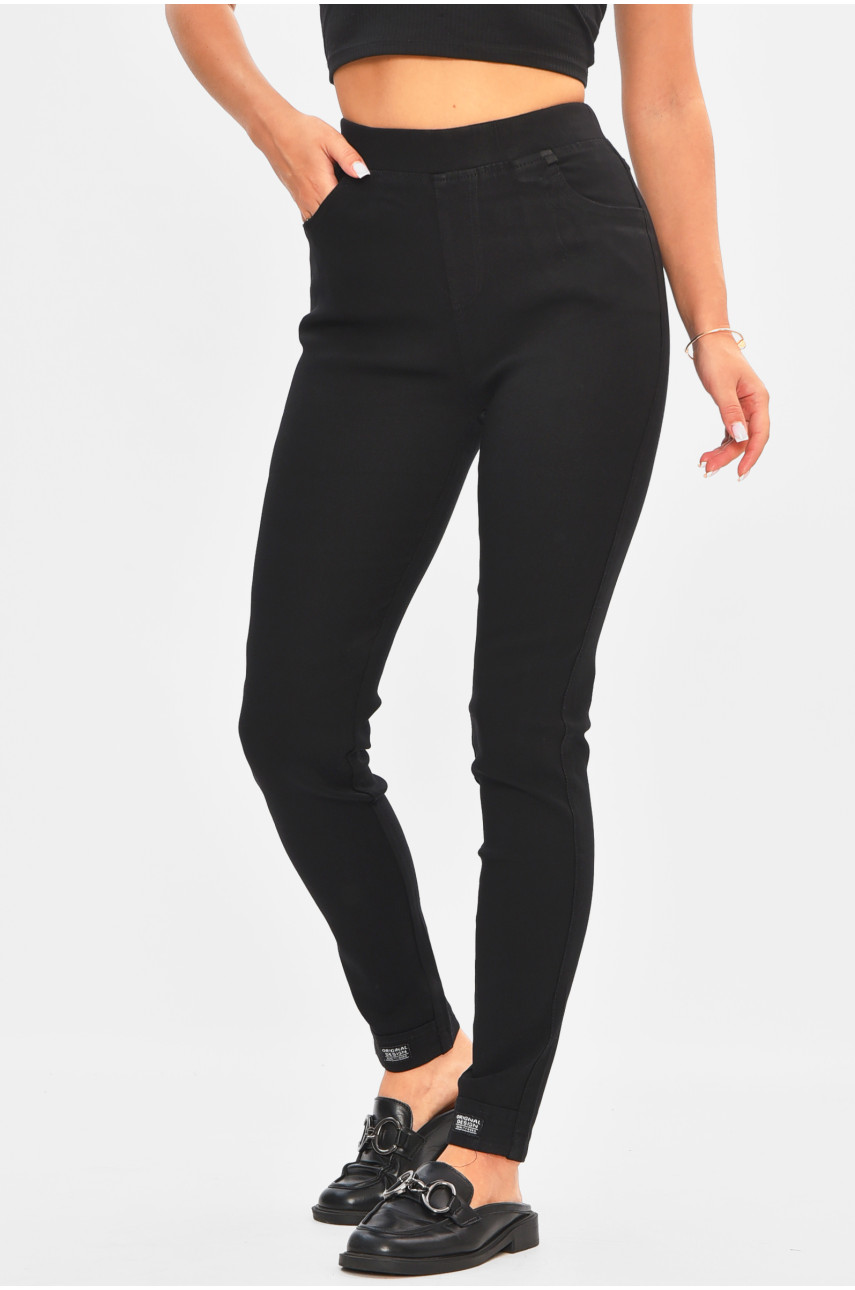 Джинси жіночі скінні однотонні чорного кольору 801-1 205654