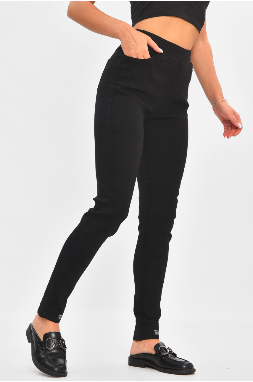 Джинси жіночі скінні однотонні чорного кольору 801-1 205654