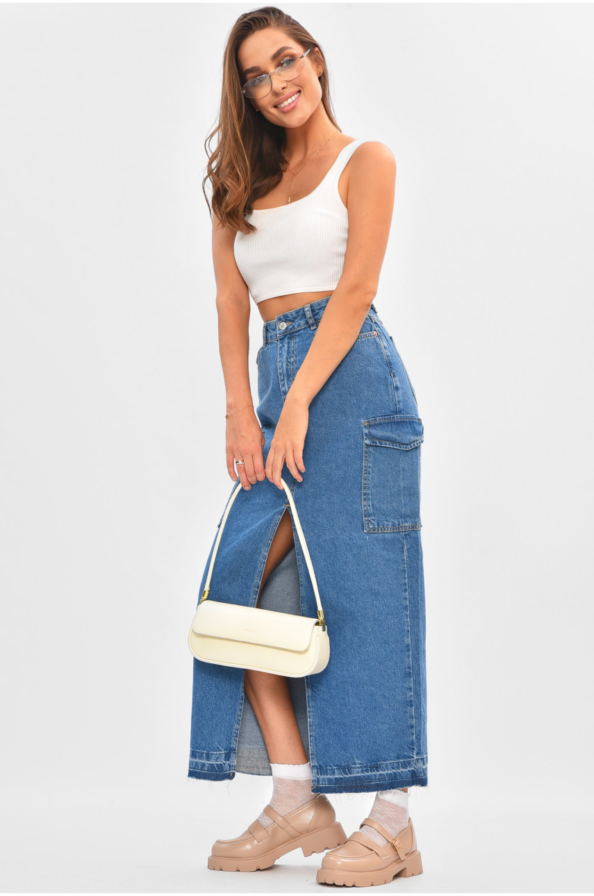 Юбка женская джинсовая удлиненная синего цвета 2663-1 205660