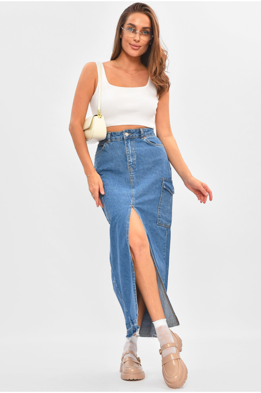 Юбка женская джинсовая удлиненная синего цвета 2663-1 205660