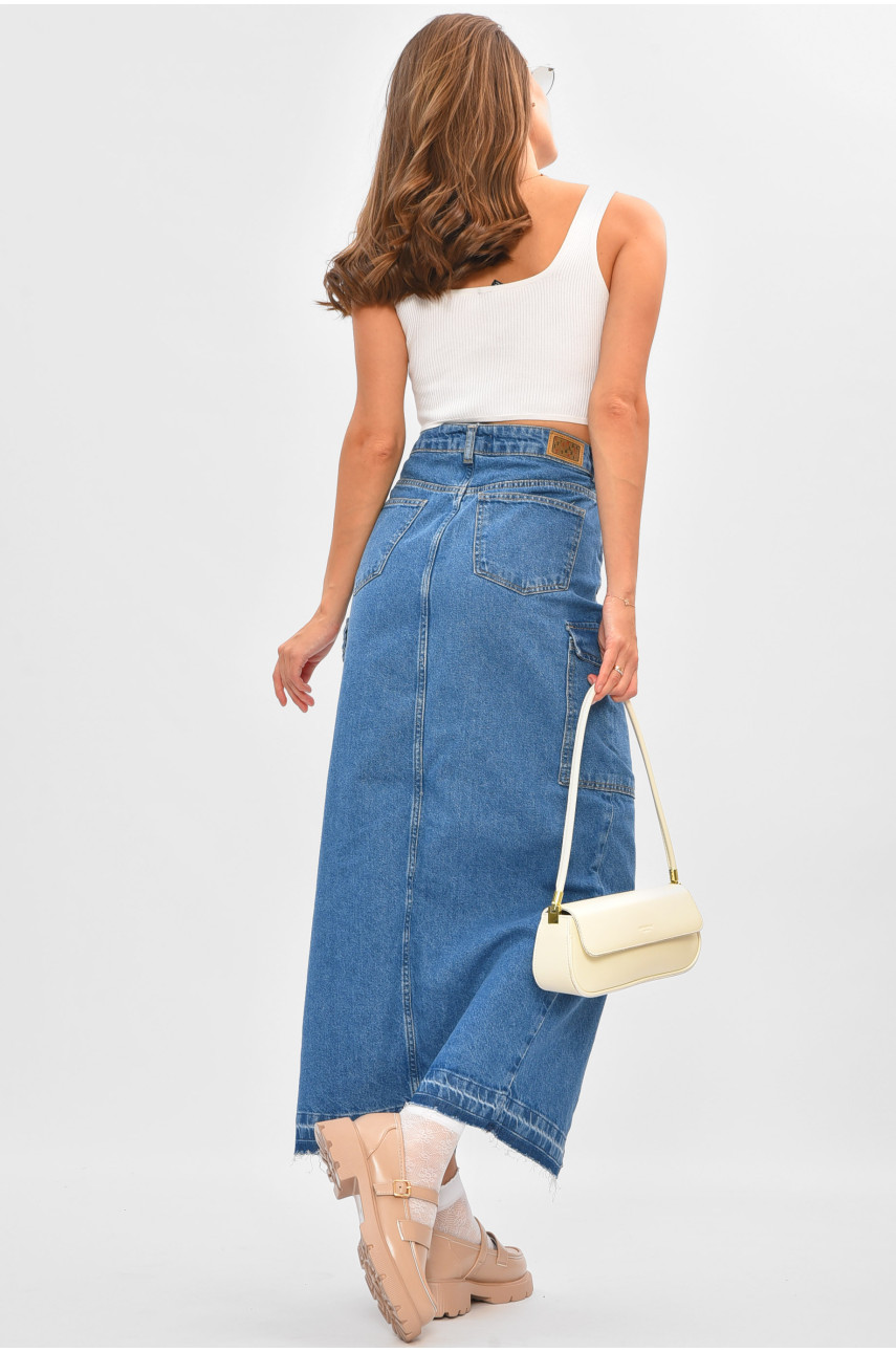 Юбка женская джинсовая удлиненная синего цвета 2663-1 205660