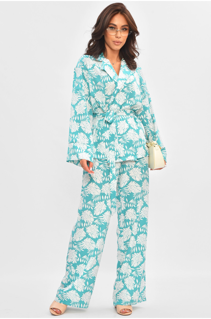 Костюм женский зеленого цвета с принтом 288 205665