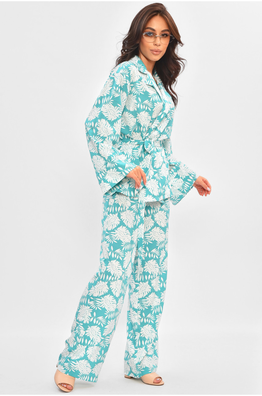 Костюм женский зеленого цвета с принтом 288 205665