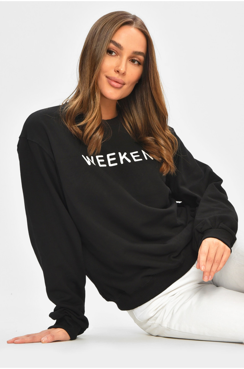 Світшот жіночий чорного кольору з принтом 2756 205666