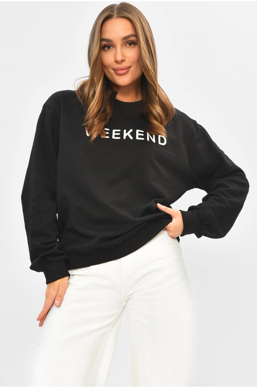 Світшот жіночий чорного кольору з принтом 2756 205666