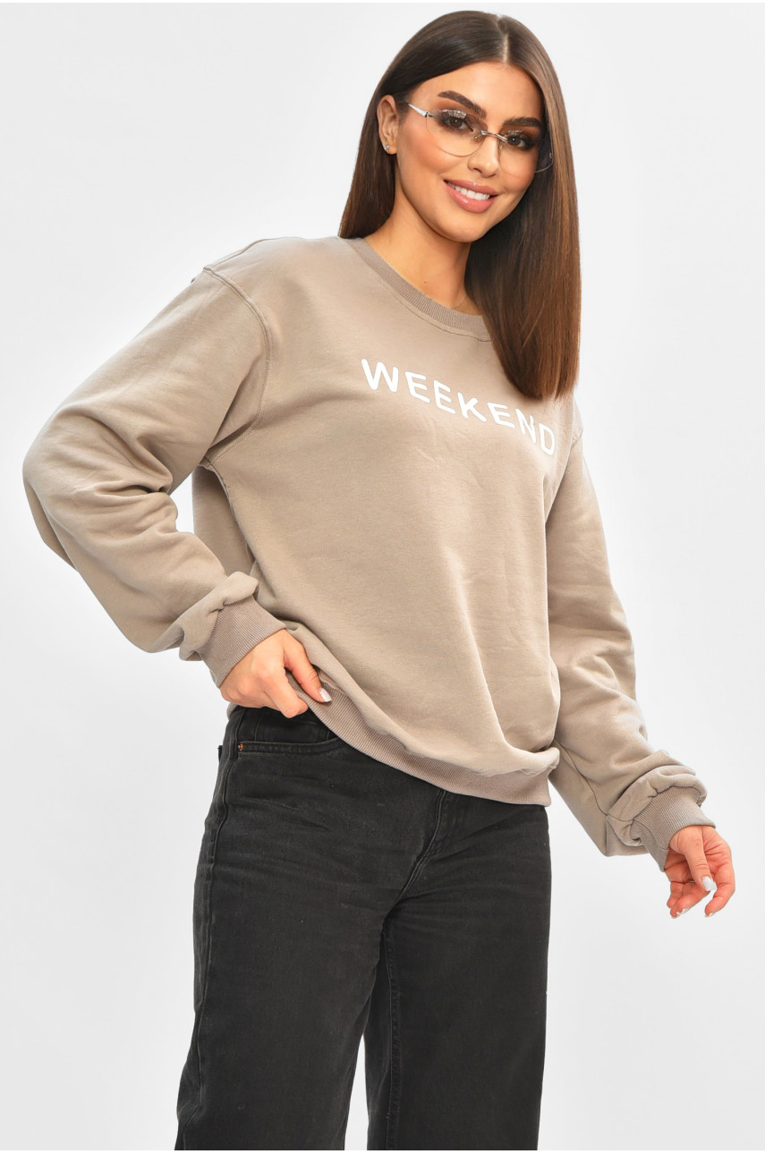 Свитшот женский цвета мокко с принтом 2756 205667