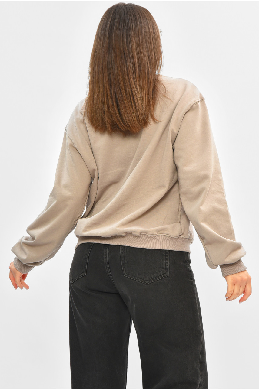 Світшот жіночий кольору мокко з принтом 2756 205667