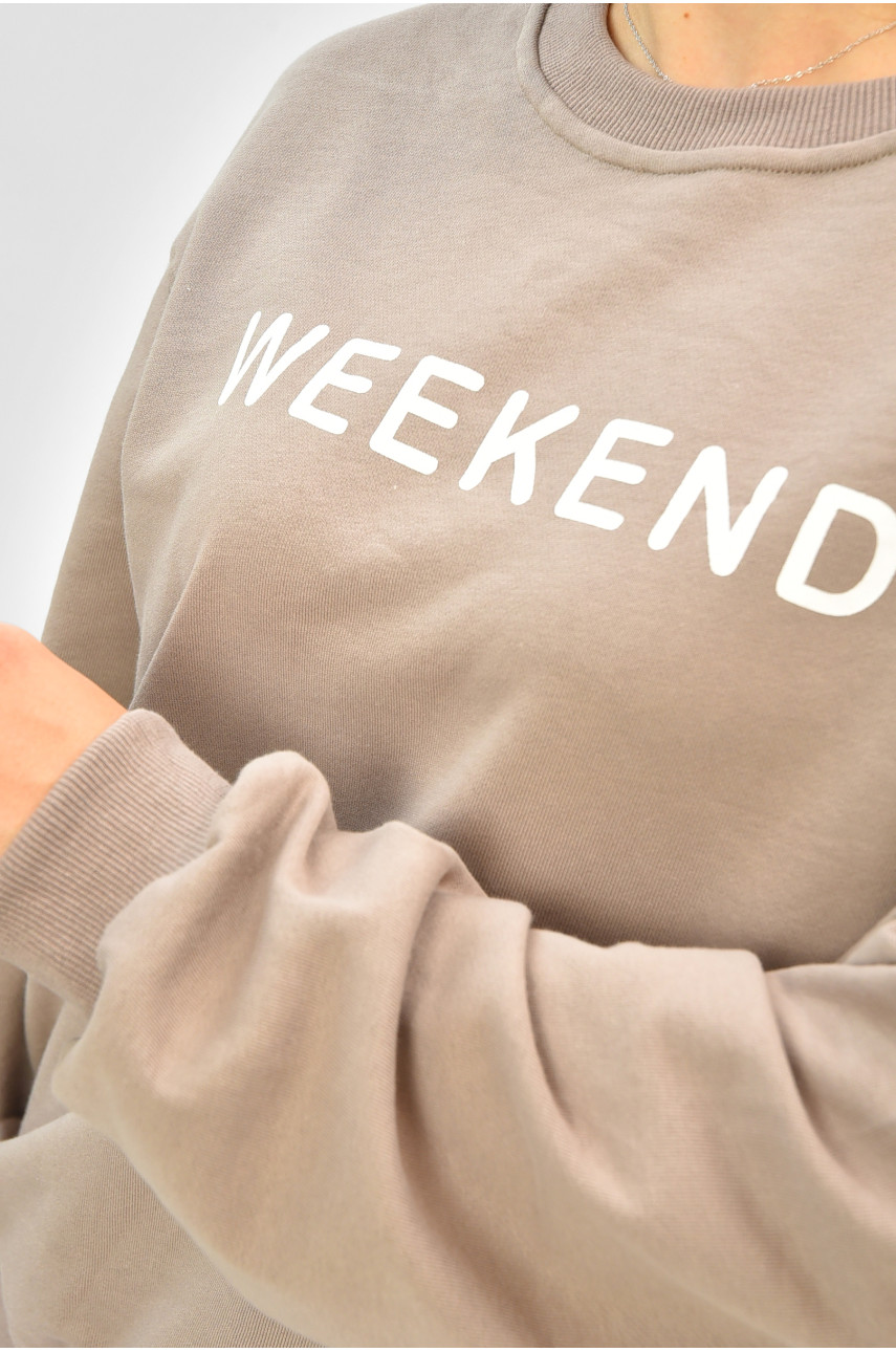 Світшот жіночий кольору мокко з принтом 2756 205667