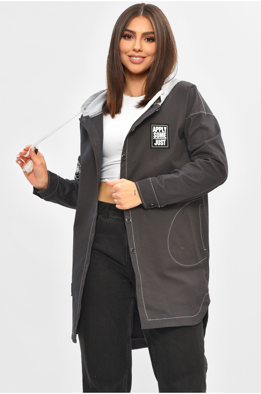 Вітровка жіноча однотонна кольору графіт 101826 205670