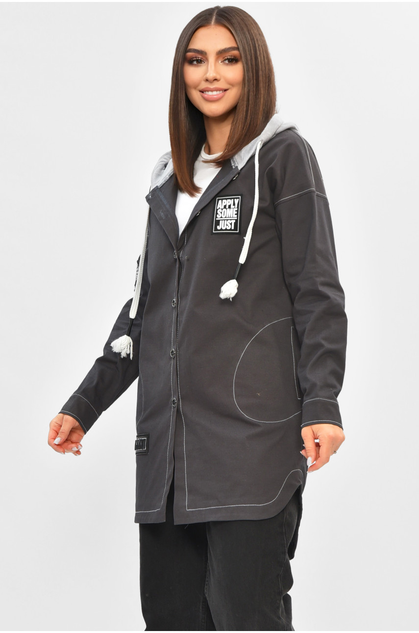 Вітровка жіноча однотонна кольору графіт 101826 205670