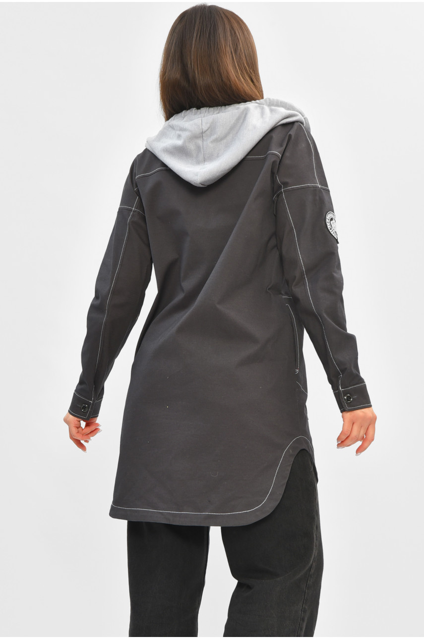 Вітровка жіноча однотонна кольору графіт 101826 205670