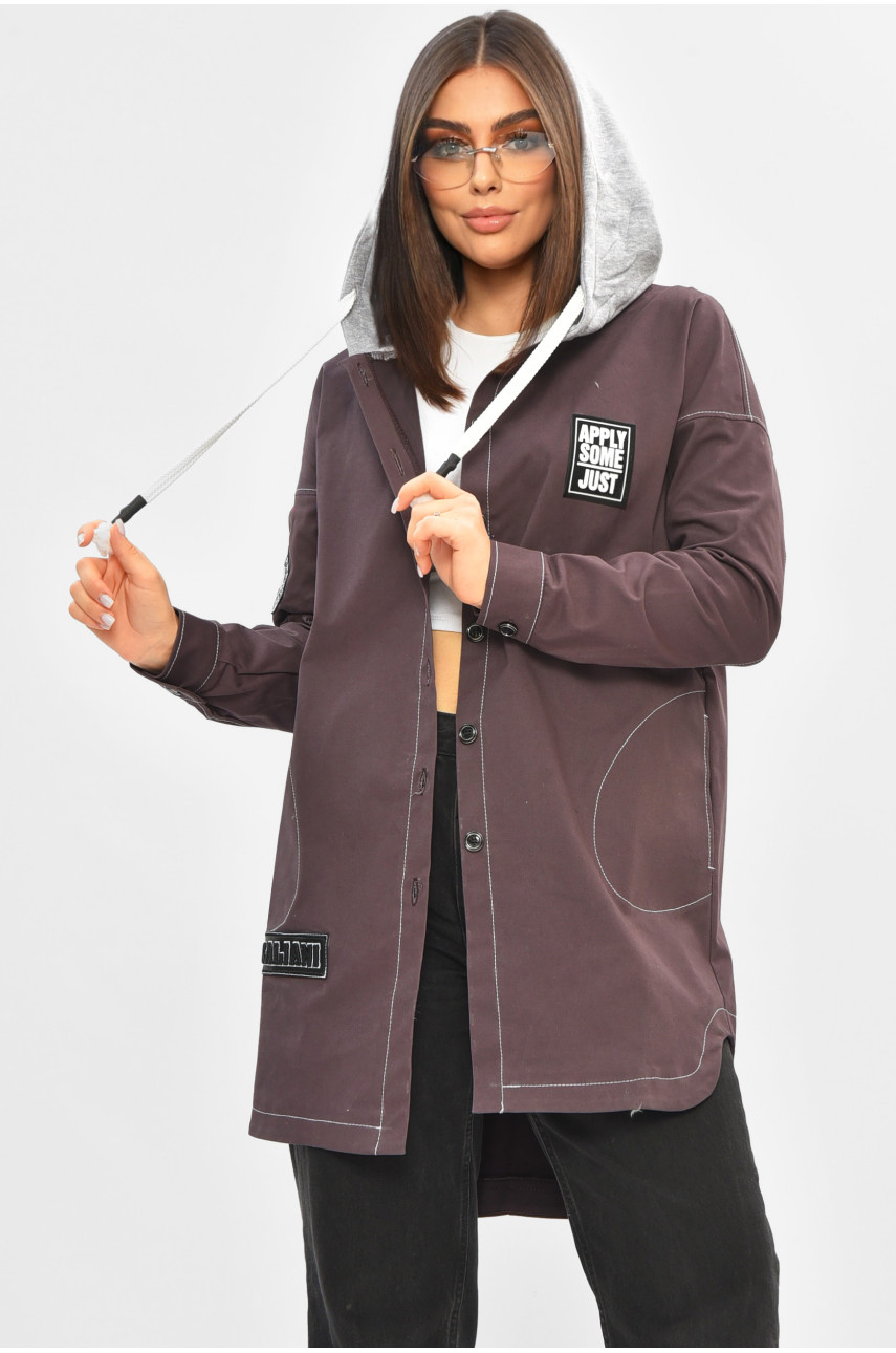 Вітровка жіноча однотонна темно-бордового кольору 101826 205674