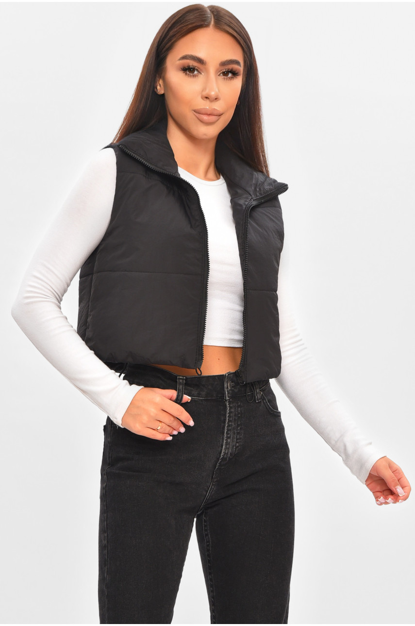 Жилетка женская демисезонная черного цвета 8875 205688