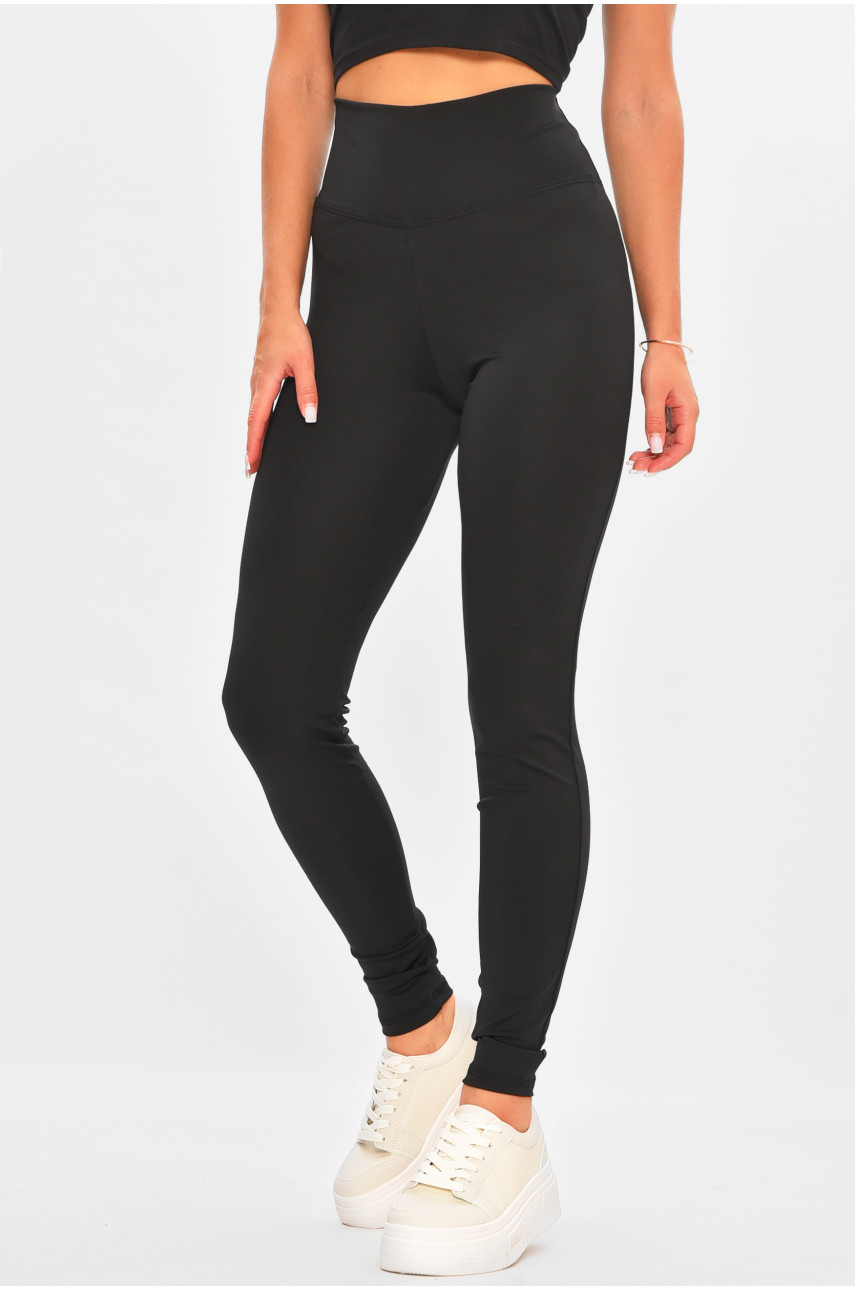 Лосины женские однотонные черного цвета 205690