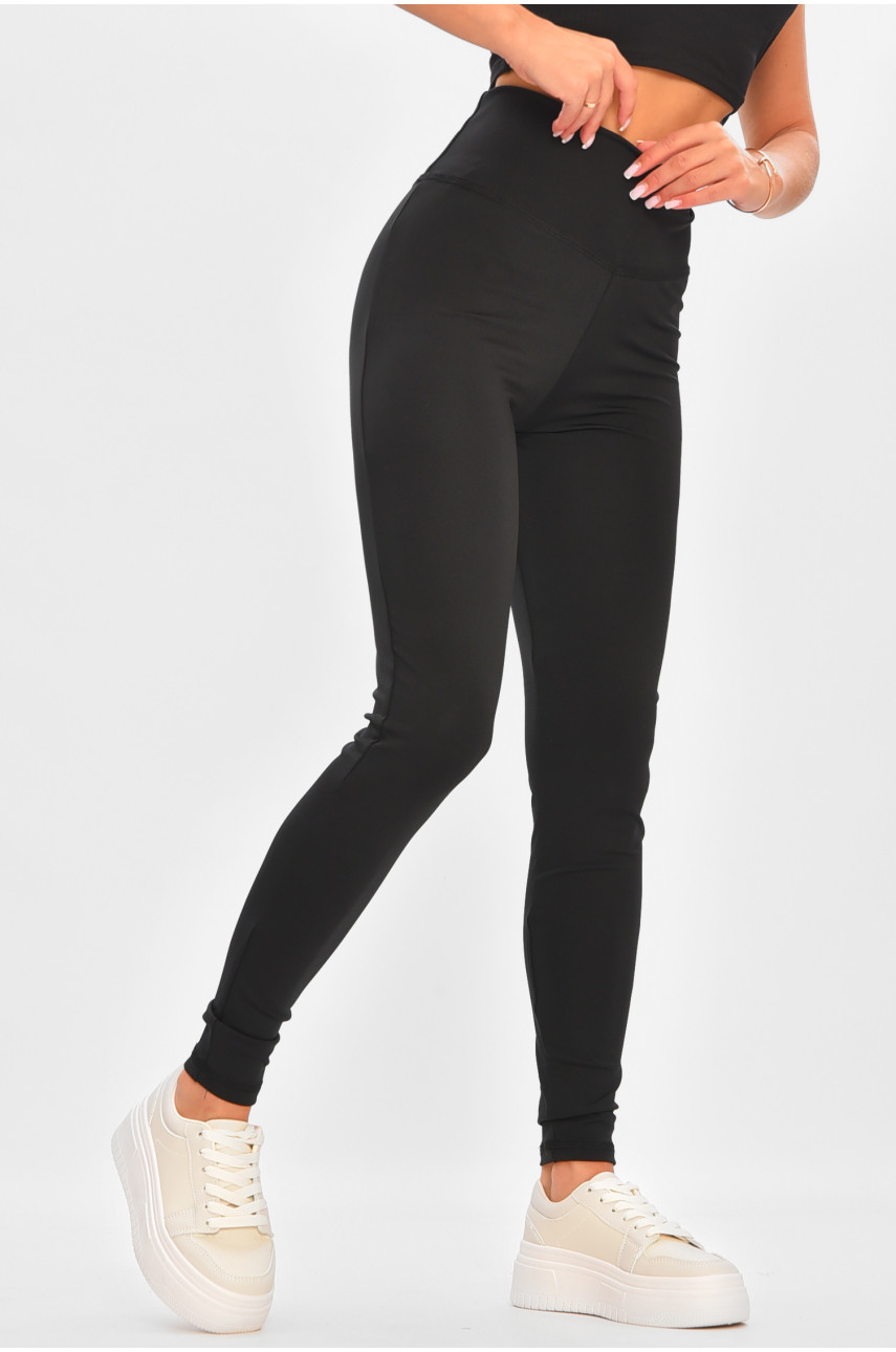 Лосины женские однотонные черного цвета 205690