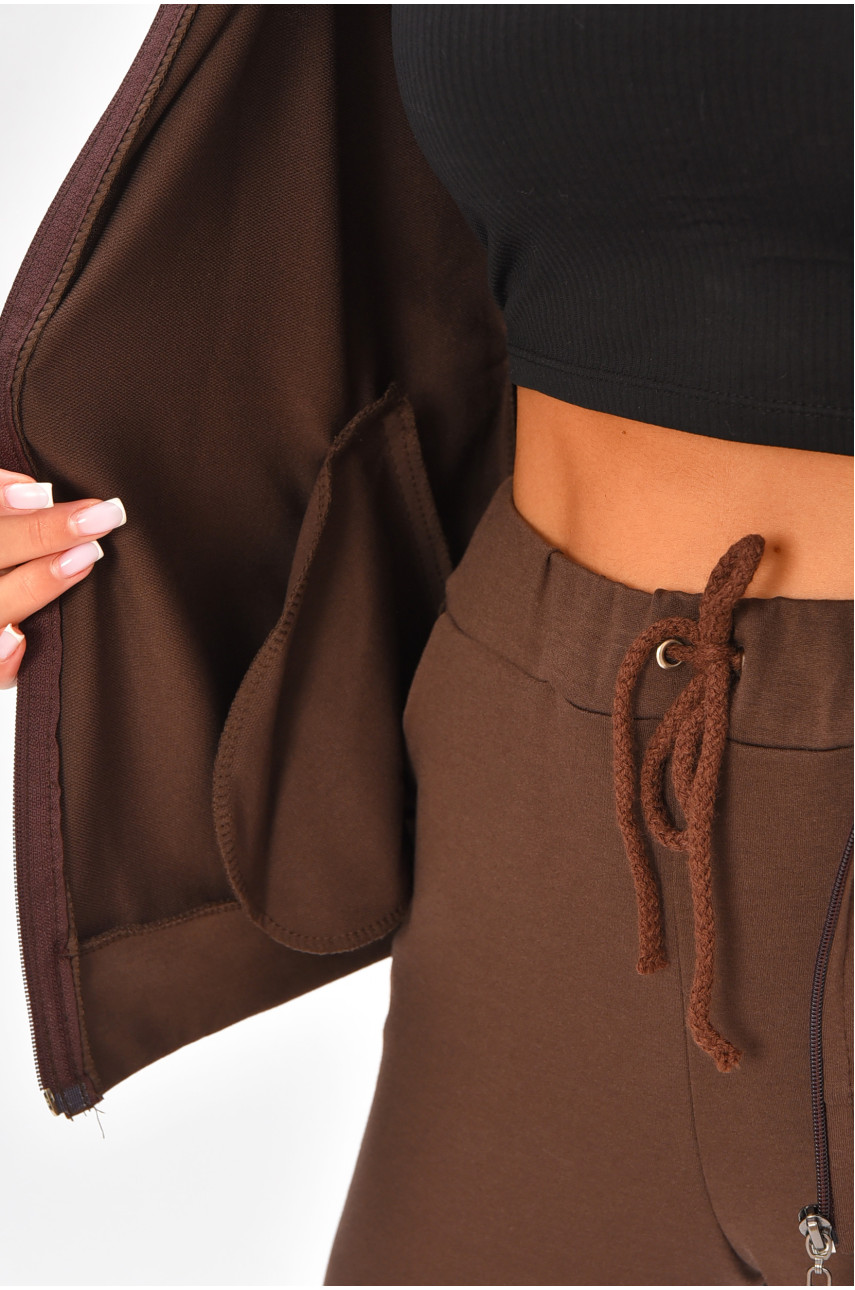 Спортивний костюм жіночий однотонний темно-коричневого кольору 198 205713 Спортивний костюм жіночий однотонний темно-коричневого кольору 198 205713