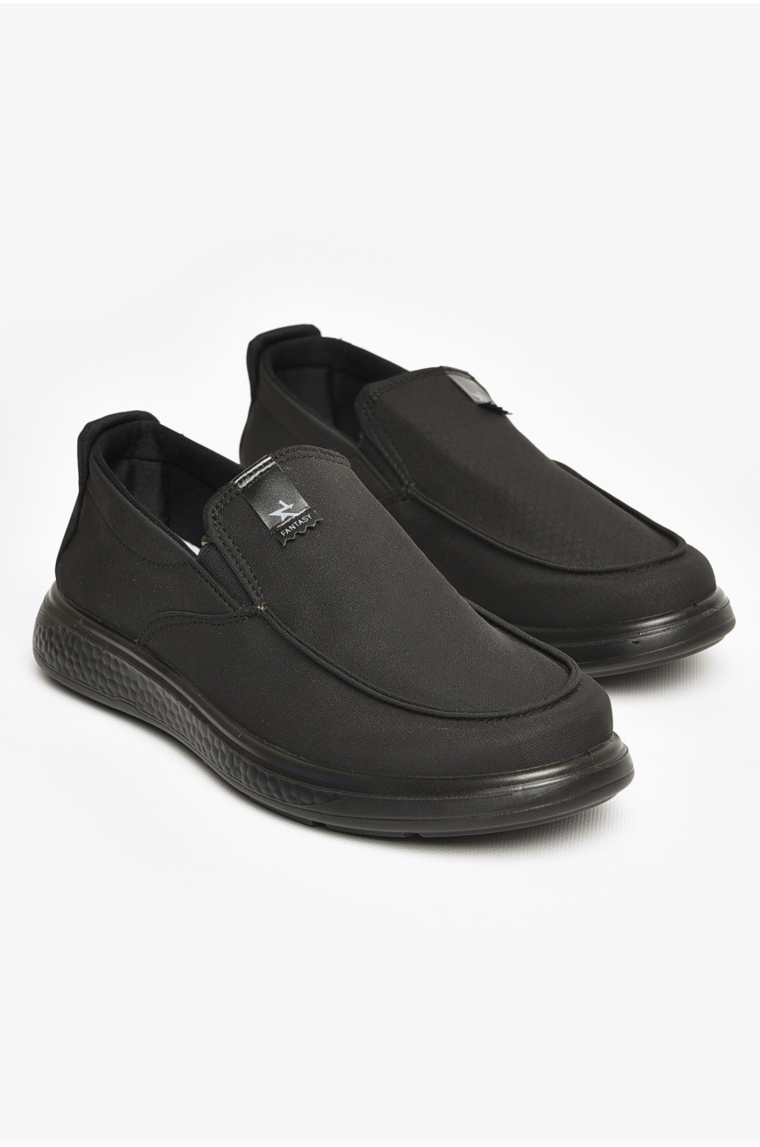 Мокасины мужские черного цвета текстиль М3030-2 205738