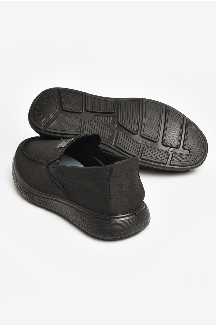Мокасины мужские черного цвета текстиль М3030-2 205738