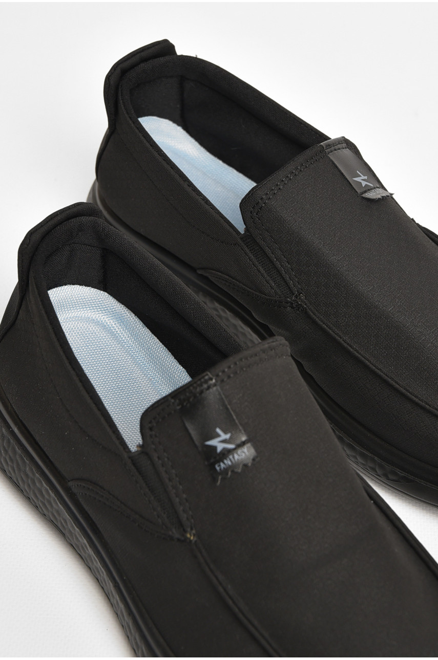 Мокасины мужские черного цвета текстиль М3030-2 205738