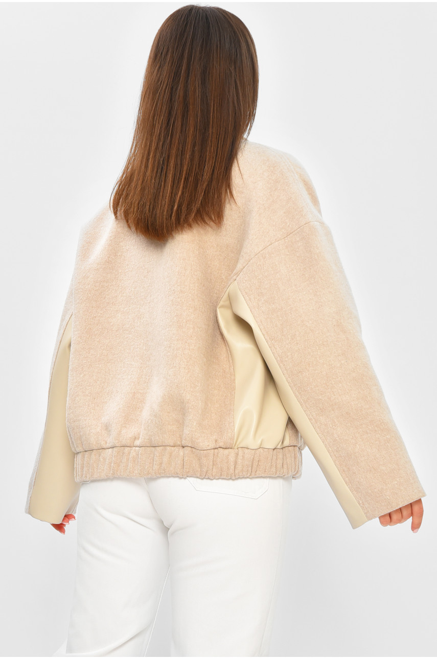 Бомбер женский демисезонный бежевого цвета 3986 205763