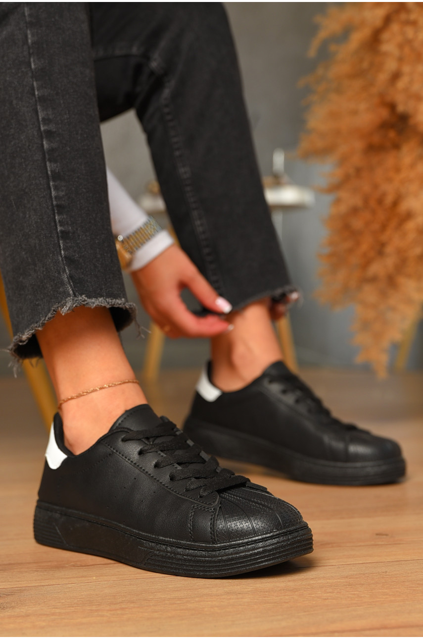 Кроссовки женские черного цвета на шнуровке 0213-1 205771