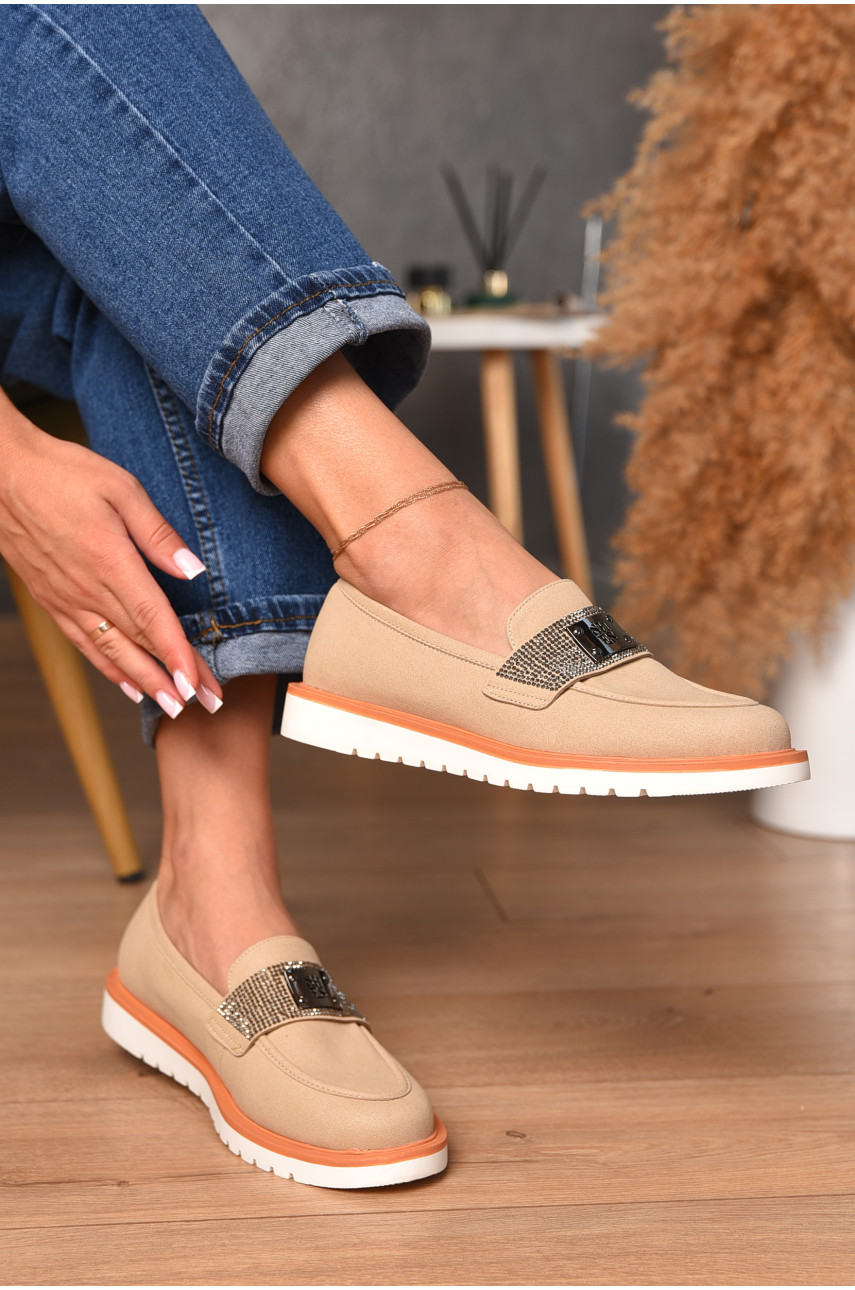 Туфлі-лофери жіночі бежевого кольору А35-1 205775