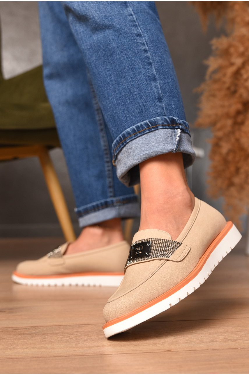 Туфлі-лофери жіночі бежевого кольору А35-1 205775