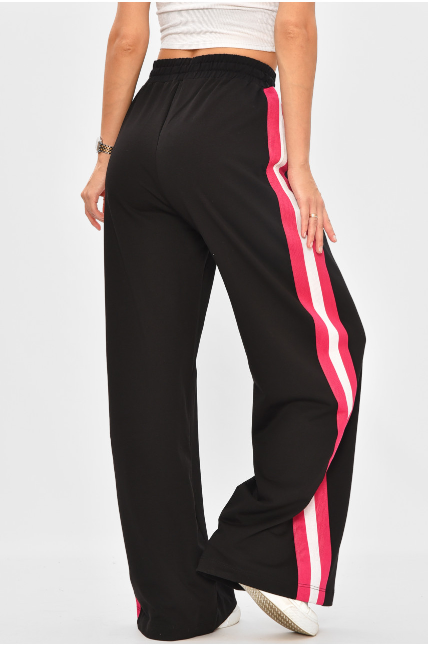 Штаны женские черного цвета со вставками 376 205793