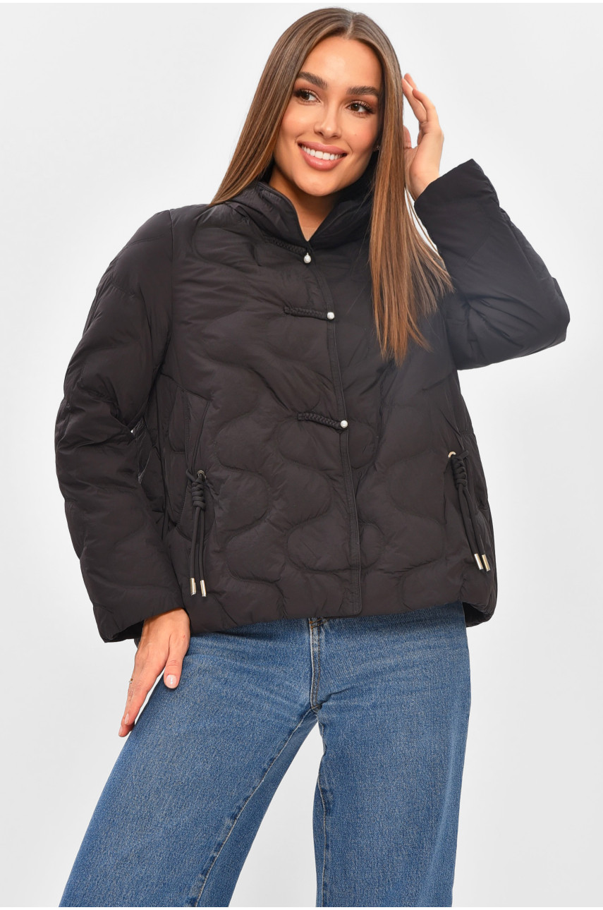 Куртка жіноча демісезонна чорного кольору 205796