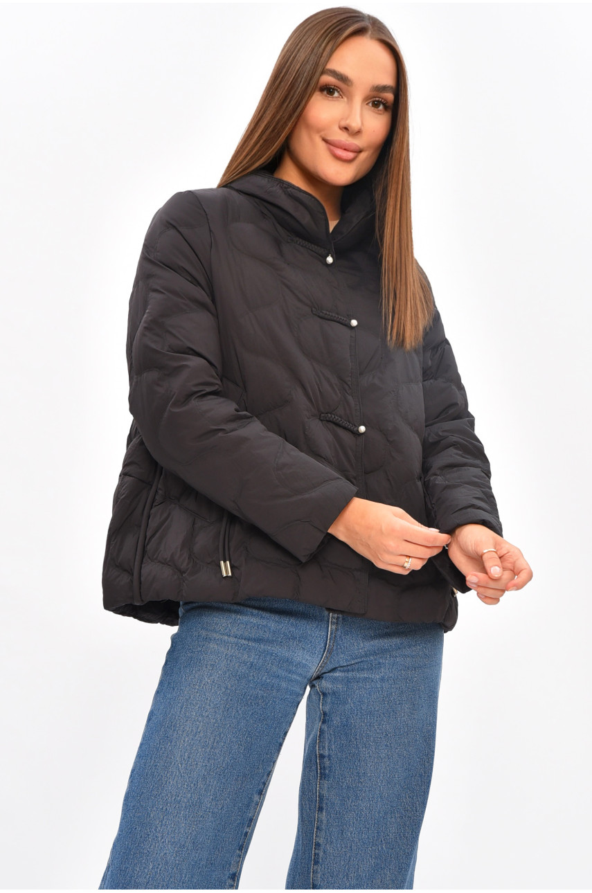 Куртка жіноча демісезонна чорного кольору 205796