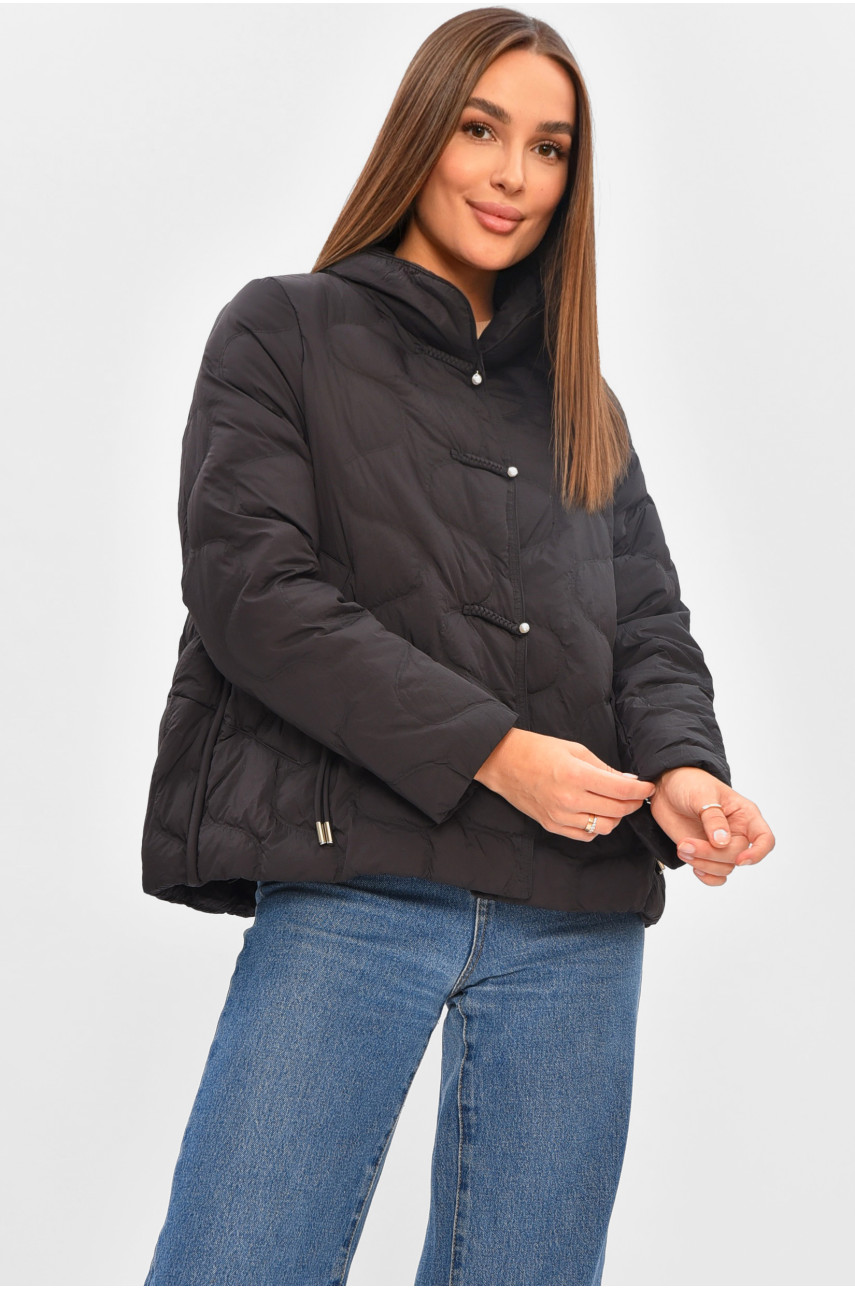 Куртка жіноча демісезонна чорного кольору 205796