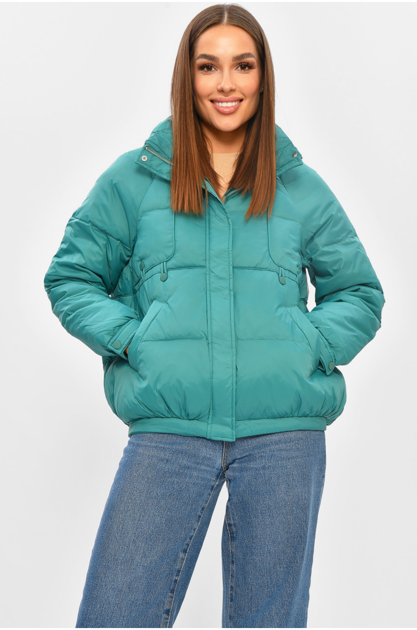 Куртка жіноча демісезонна зеленого кольору 205799