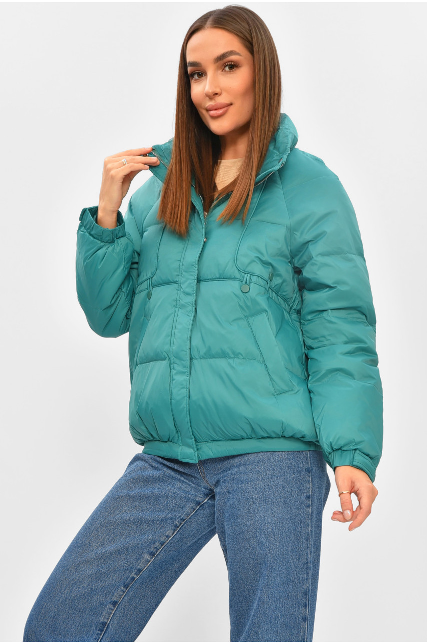 Куртка жіноча демісезонна зеленого кольору 205799