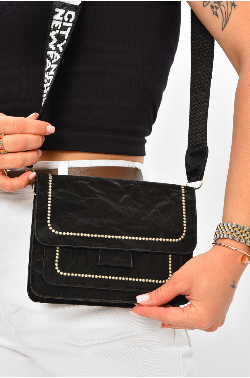 Сумка жіноча з екошкіри чорного кольору 9070 205810