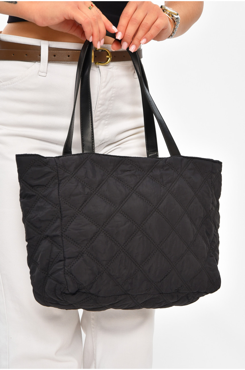 Сумка жіноча стьобана чорного кольору 205817 Сумка жіноча стьобана чорного кольору 205817