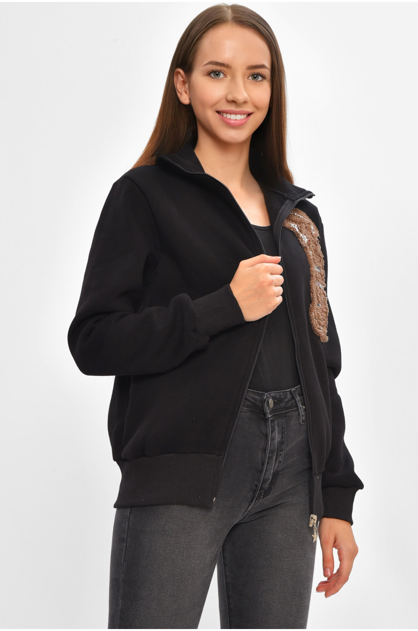 Кофта подростковая на флисе для девочки черного цвета 4134 205839